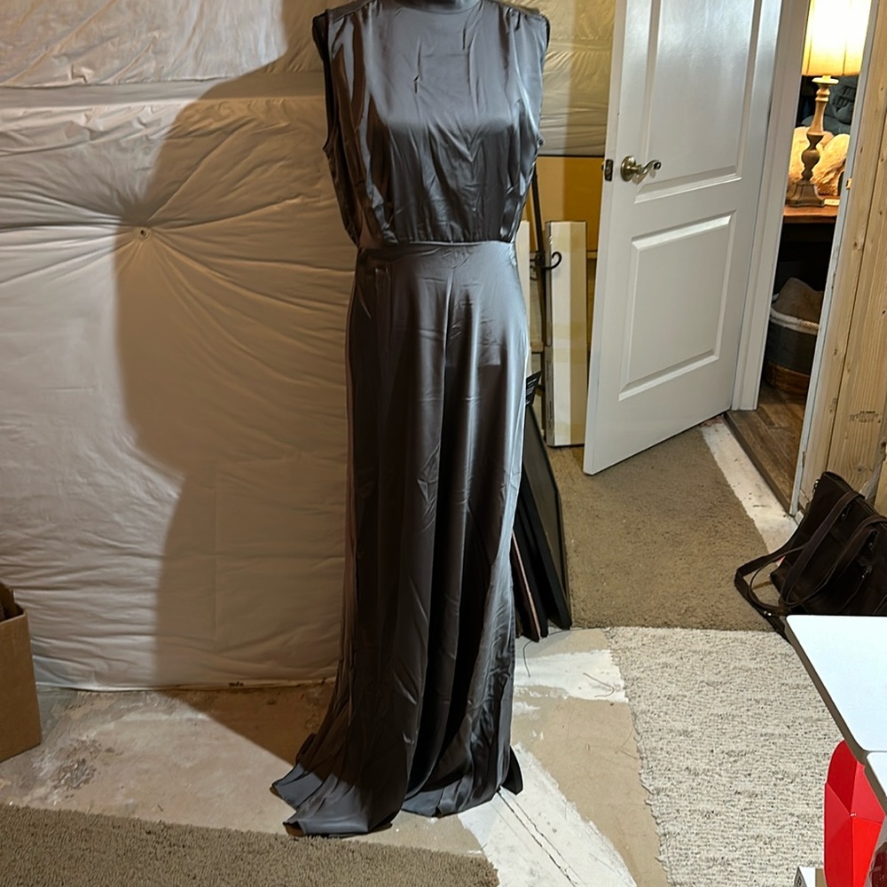 Lulus sleeveless satin feel maxi dress